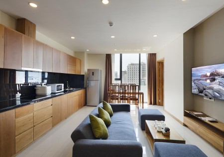 Cho thuê căn góc 3 ngủ view biển tầng thấp 93m2 full nội thất giá chỉ 20 triệu/tháng, LH 0778 087 705