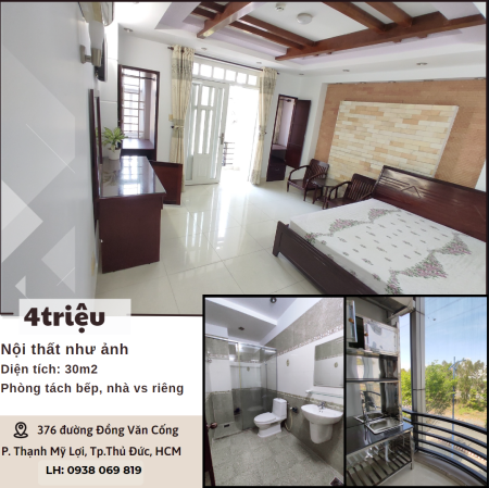 Phòng cho thuê Quận 2 - Giá 2tr8 - 4tr, đầy đủ nội thất