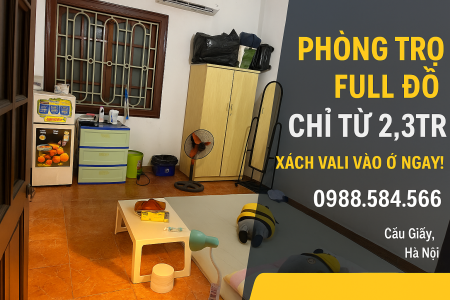  2,3tr –Phòng full đồ Dương Quảng Hàm Cầu Giấy! 