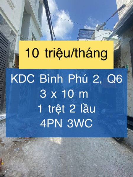 KDC Bình Phú 2 , nhà 4 phòng chỉ 10 triệu !