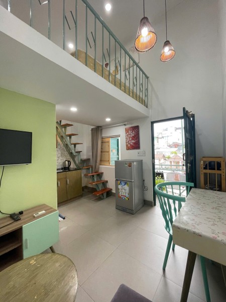 CĂN HỘ CÓ GÁC FULL NỘI THẤT CỬA SỔ BAN CÔNG LỚN Ở ĐIỆN BIÊN PHỦ BÌNH THẠNH GẦN Q1,Q3 - LH:0334998413