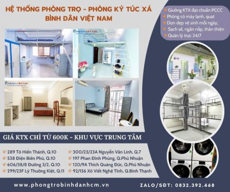  Phòng ký túc xá bình dân – An toàn, tiện nghi, giá siêu hợp lý!