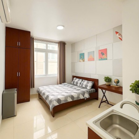 PHÒNG STUDIO CỬA SỔ TRỜI FULL NỘI THẤT GẦN ĐẠI HỌC RMIT, TDTU