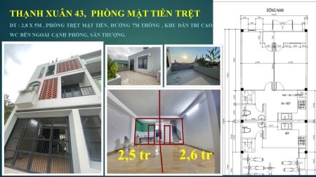 thuê phòng thạnh xuân3. Còn 2 phòng TRỆT-TX43 VIP- 2.8 * 5.3= 15M2 - TRỆT - CÓ BẾP, WC RIÊNG - 2.