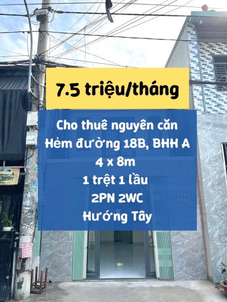 Nhà đẹp 2 phòng hẻm xe tải chỉ 7.5 triệu/tháng !