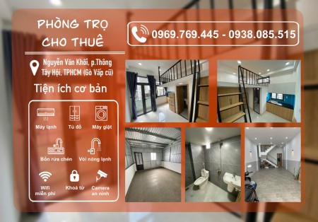 Chính chủ cho thuê Căn Studio Giá 3x Full Nội Thất, Siêu Xịn Ngay Nguyễn Văn Khối, Gò Vấp, TP.HCM