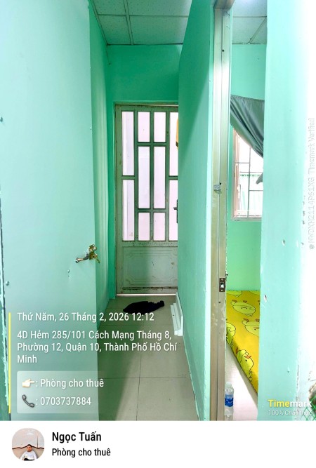 Cho thuê phòng quận10, cửa sổ, wc riêng, kệ bếp