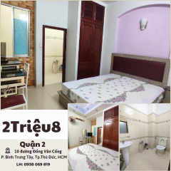 Phòng 2tr8 - 15m2 Quận 2 Gần Ủy Ban