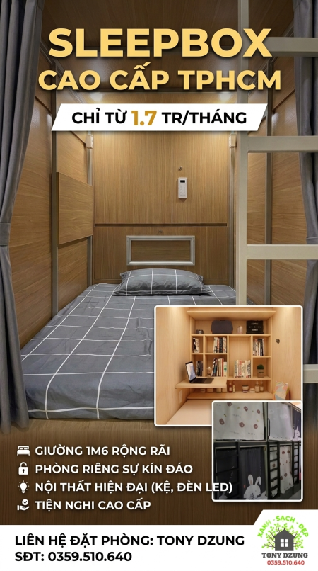 SLEEPBOX NAM/NỮ - SẠCH SẼ - AN NINH - NGAY VINCOM PHAN VĂN TRỊ - BAO CHI PHÍ - FREE XE