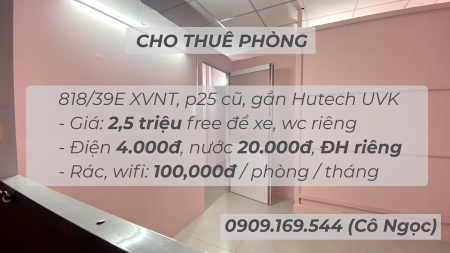 Phòng trọ cho thuê Quận Bình Thạnh