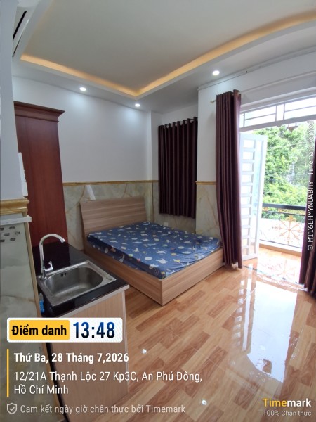 CHỈ 2.800.000Đ/THÁNG Cho thuê phòng ban công FULL NỘI THẤT – Đường Thạnh Lộc 27, Quận 12