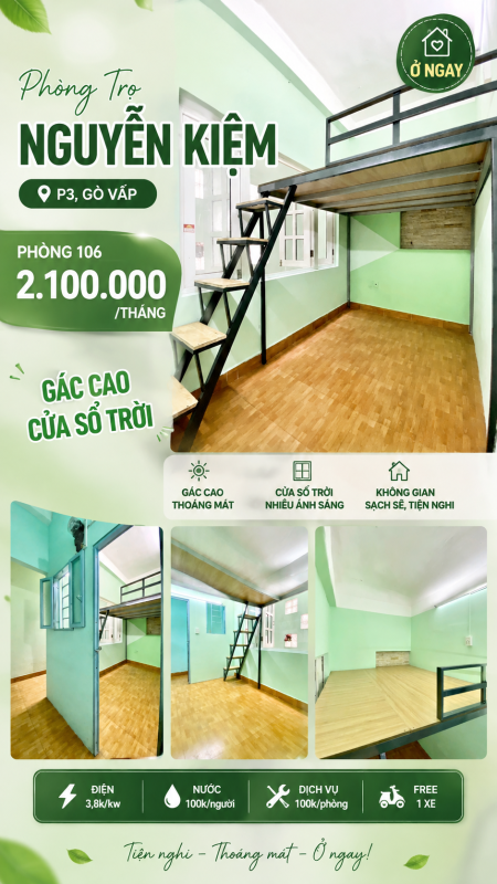 PHÒNG CÓ GÁC & CỬA SỔ TRỜI GIÁ SIÊU RẺ - CHỈ 2.1 TRIỆU - GẦN BV 175, SÂN BAY TÂN SƠN NHẤT