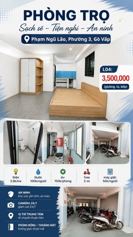 PHÒNG ĐẸP SẴN NỘI THẤT - CỬA SỔ TRỜI - CHỈ 3TR5 - GẦN ĐH CÔNG NGHIỆP, CHỢ GV