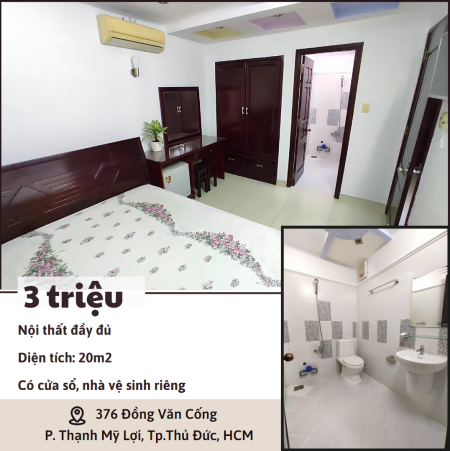 Phòng 3tr - 20m2 gần ủy ban quận 2 cũ