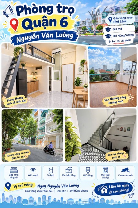 GIẢM 500K THÁNG ĐẦU PHÒNG GÁC CAO MỚI TOANH NGUYỄN VĂN LUÔNG