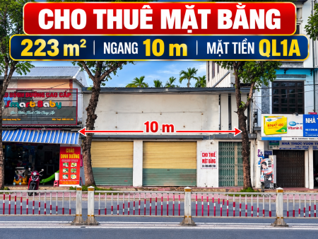 CHO THUÊ MẶT BẰNG 223M² – NGANG 10M – MẶT TIỀN QUỐC LỘ 1A – TRUNG TÂM TỨ HẠ, HUẾ