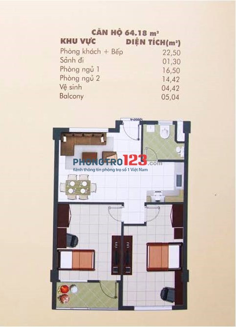 Cần cho thuê căn hộ giá rẻ khu vực Q.12 trên đường Lê Văn Khương