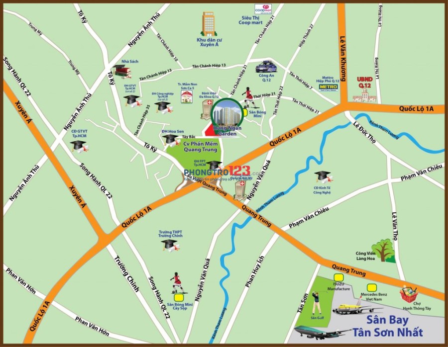 Cho thuê căn hộ tiện nghi, đường Dương Thị Mười, Quận 12