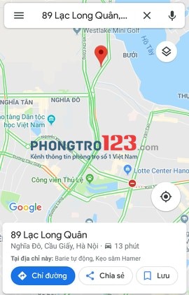Phòng đủ đồ, riêng chủ ở đầu ngõ 89 Lạc Long Quân, gần nút giao Hoàng Quốc Việt, chợ Bưởi