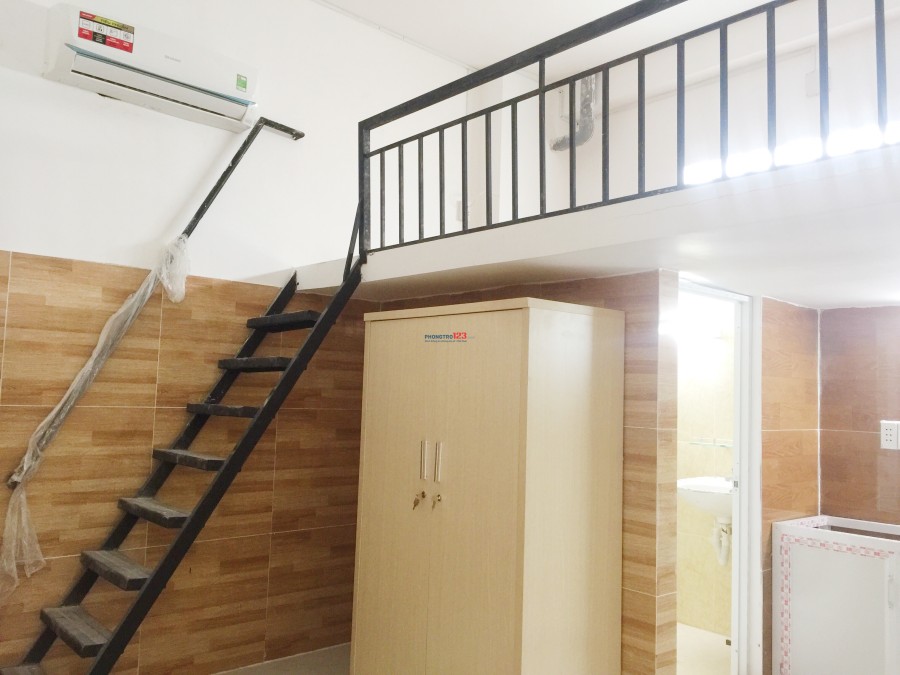 Căn hộ mini full nội thất - nhà mới xây 100% - có gác + ốp gạch - tiện ích
