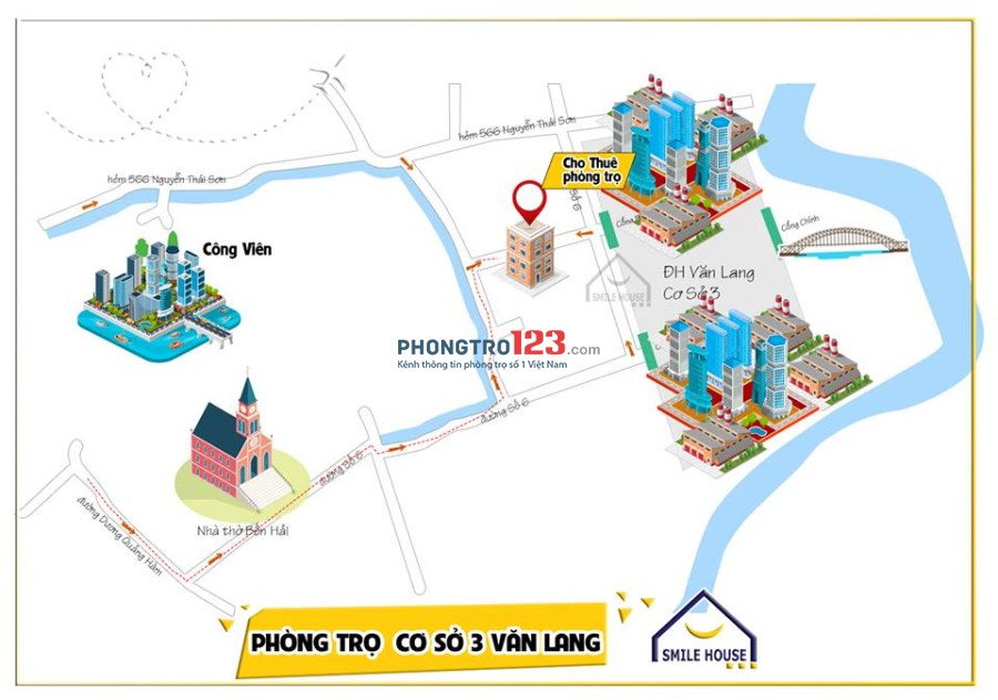 Phòng trọ cao cấp cách Đại Học Văn Lang cơ sở 3 chỉ 50m, giá rẻ nhất khu vực