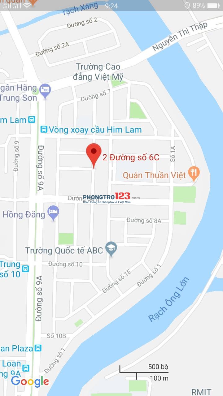 Cho thuê phòng máy lạnh, giờ giấc tự do, BV 24/24 tại KDC Trung Sơn, gần cầu Him Lam Q.7