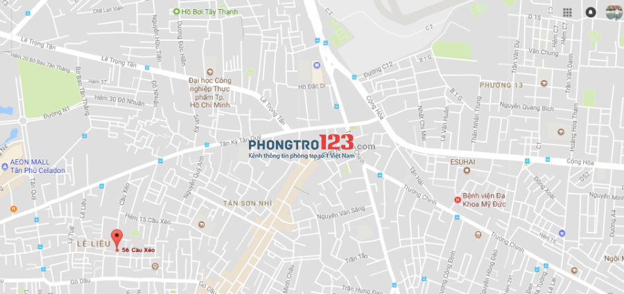 Phòng trọ mới xây xong rất đẹp 6 tầng, có thang máy, wc riêng tại Quận Tân Phú - gần trường Đại Học Công Nghệ Thực Phẩm
