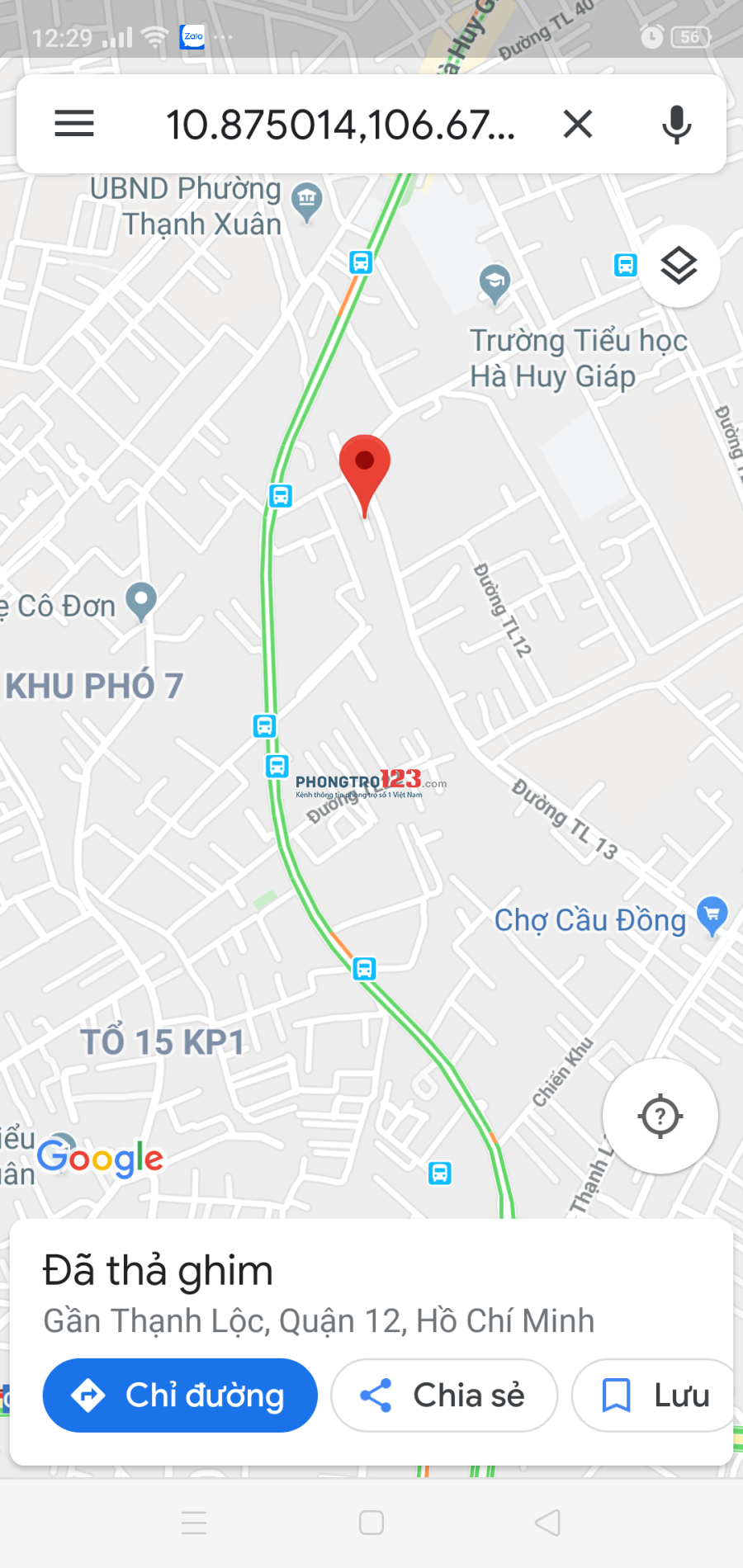 Cho thuê nguyên căn DTSD 40m2 hẻm Hà Huy Giáp, Thạnh Lộc, Quận 12