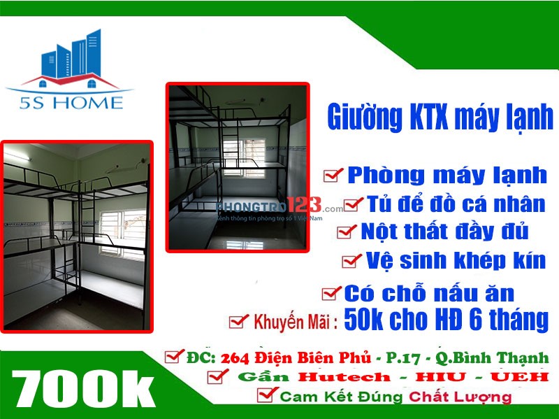 Phòng máy lạnh Quận Bình Thạnh 22.2m² chỉ từ 700k