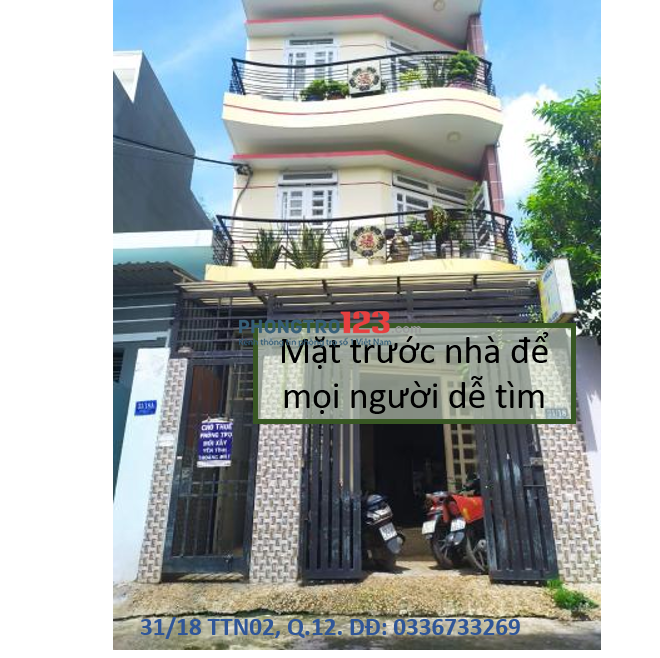 Nhà trọ cho thuê 14m2 giá 2tr - Tân Thới Nhất - Q.12