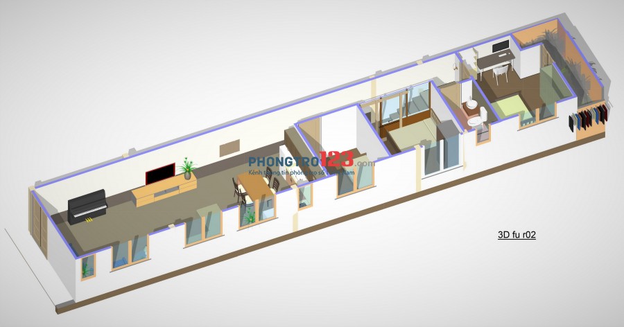 Cho thuê chung cư lầu 1,Quận 10. 102m2