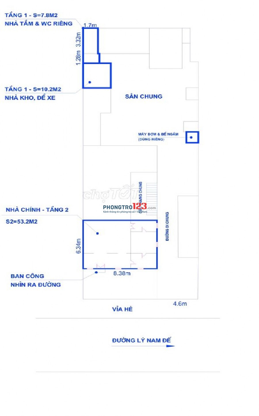 Cho thuê tầng 2 nhà biệt thự Pháp cổ, 70m2, số 5 Lý Nam Đế
