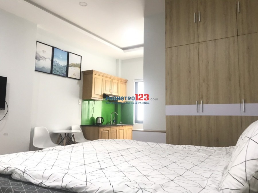 Phòng thiết kế căn hộ mini đủ nội thất, bếp riêng, gần Trần Não, giá 5,5 triệu
