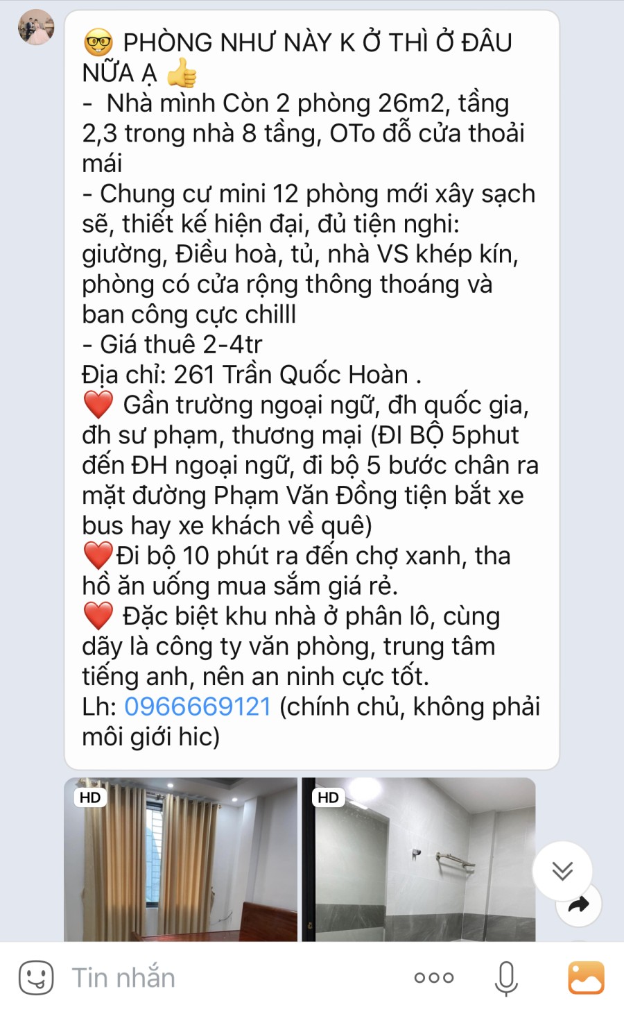 Phòng như này không ở thì ở đâu nửa ạ - Nhà mình Còn 2 phòng 26m2, tầng 2,3 trong nhà 8 tầng