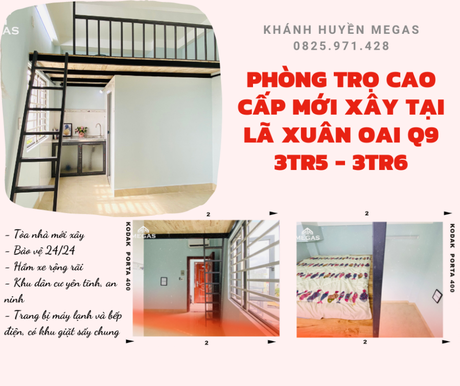 Phòng trọ cao cấp mới xây có máy lạnh cửa sổ thoáng mát ngay Lã Xuân Oai