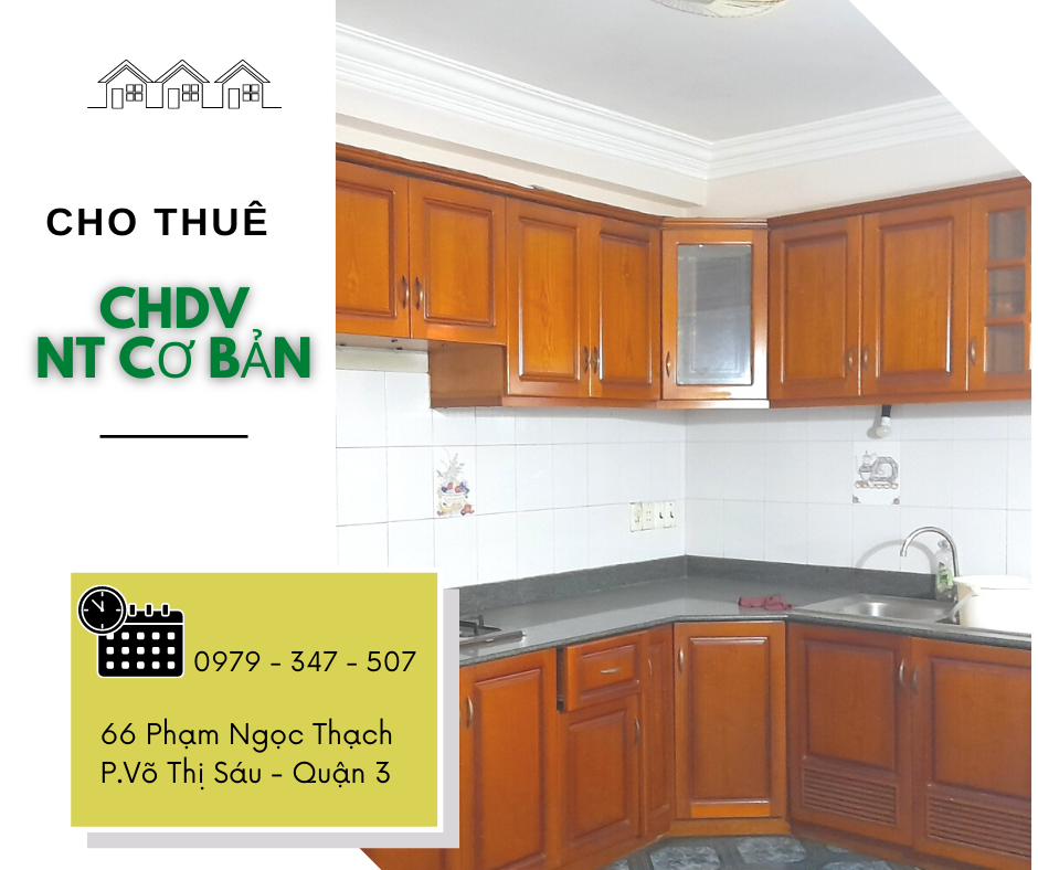 Chính Chủ Cho Thuê CHDV NT Cơ bản (25-35m2) số 66 Phạm Ngọc Thạch, Q.3