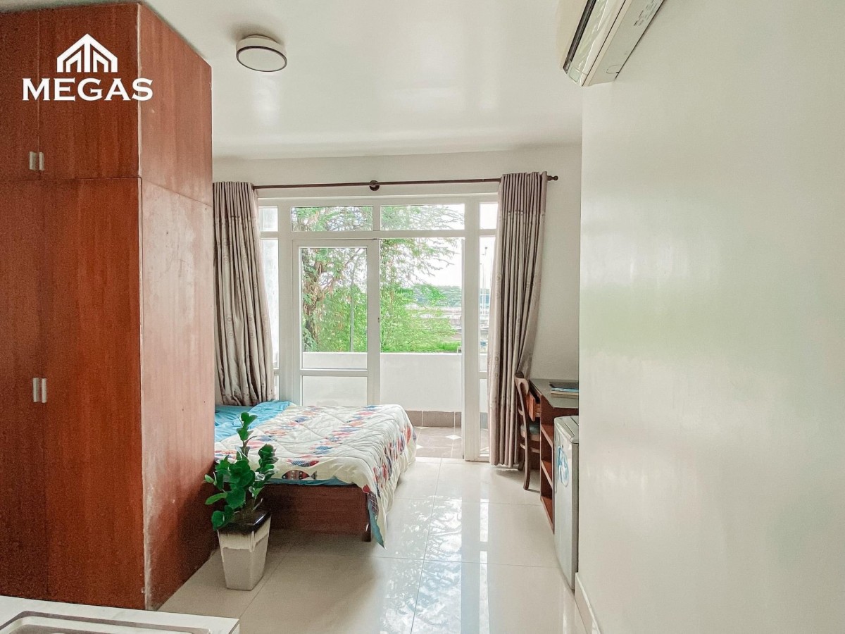 Cho thuê phòng 25m2, có bancol Full nội thất ở KDC Ven Sông đối diện ĐH RMIT & TDTU