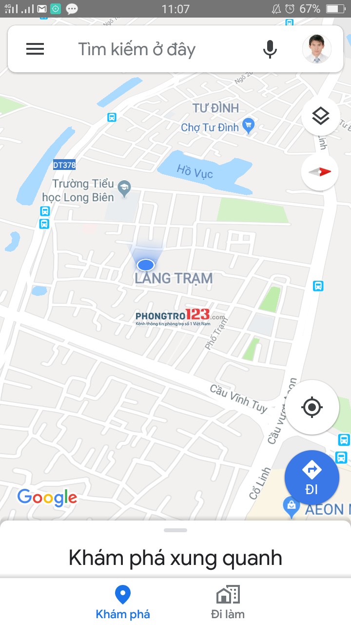 Phòng trọ diện tích 20m2 có gác lửng 10m2 Ngõ 61 Phố Trạm Q.Long Biên