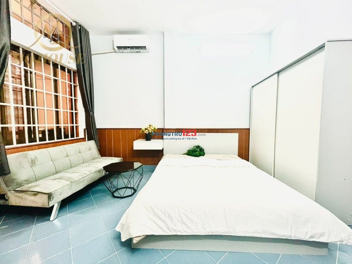Siêu thoáng -căn hộ 1 phòng ngủ, ban công lớn, cửa sổ full nội thất tại Phan Văn Trị