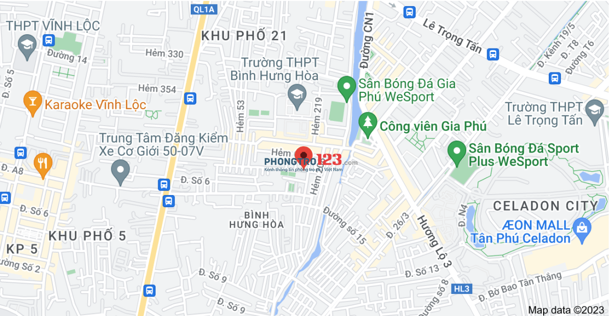 Cho thuê nhà hẻm 6m (4x12,5m có lửng, 90m2) đường số 7, Bình Hưng Hoà