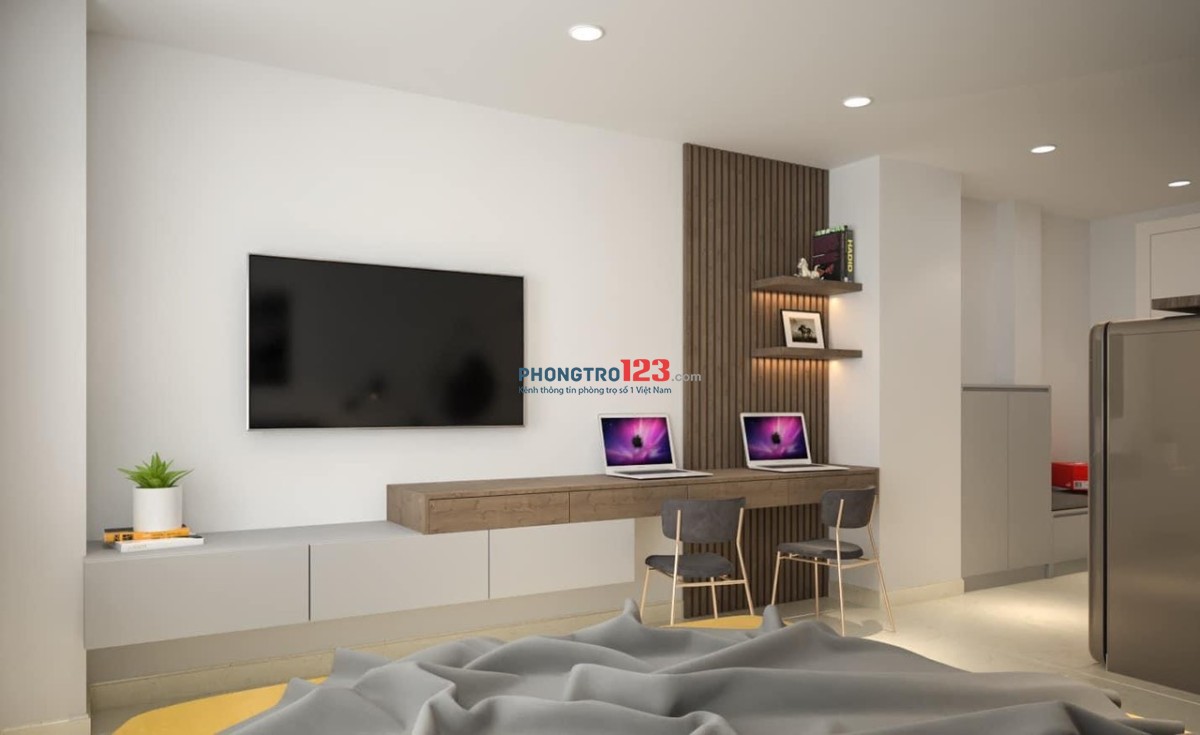 Cho thuê căn hộ studio cửa sổ rộng 40m2, full NT hiện đại - tiện nghi,