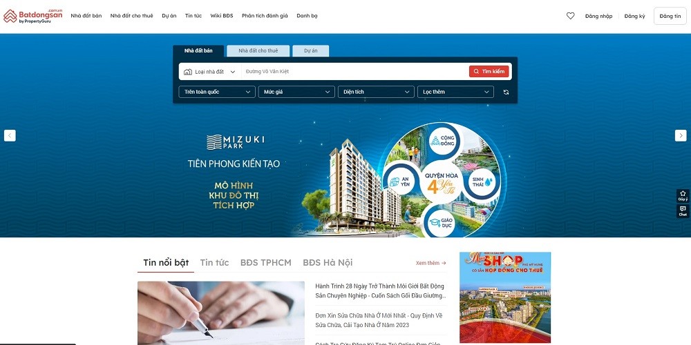 Hình ảnh website Batdongsan.com.vn