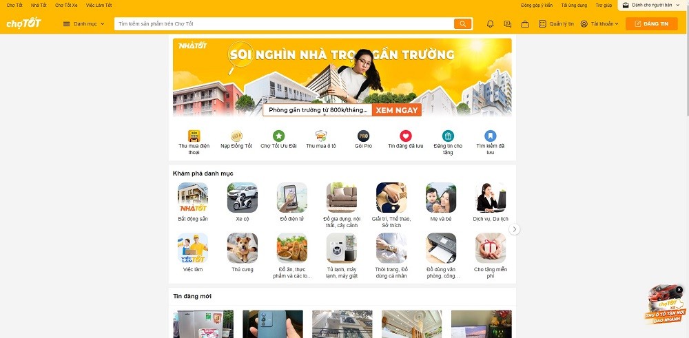 Hình ảnh website Chotot.vn