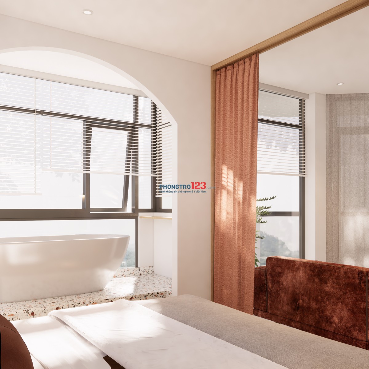 Studio Cao Cấp_Mới 100%_Balcony_Máy giặt riêng_Gần Nguyễn Văn Hưởng