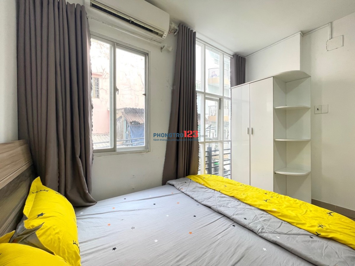 Phòng full nội thất Quận 1_Ban công_Gần phố Tây Bùi Viện_An ninh_Yên tĩnh_Giá tốt_Hầm xe rộng