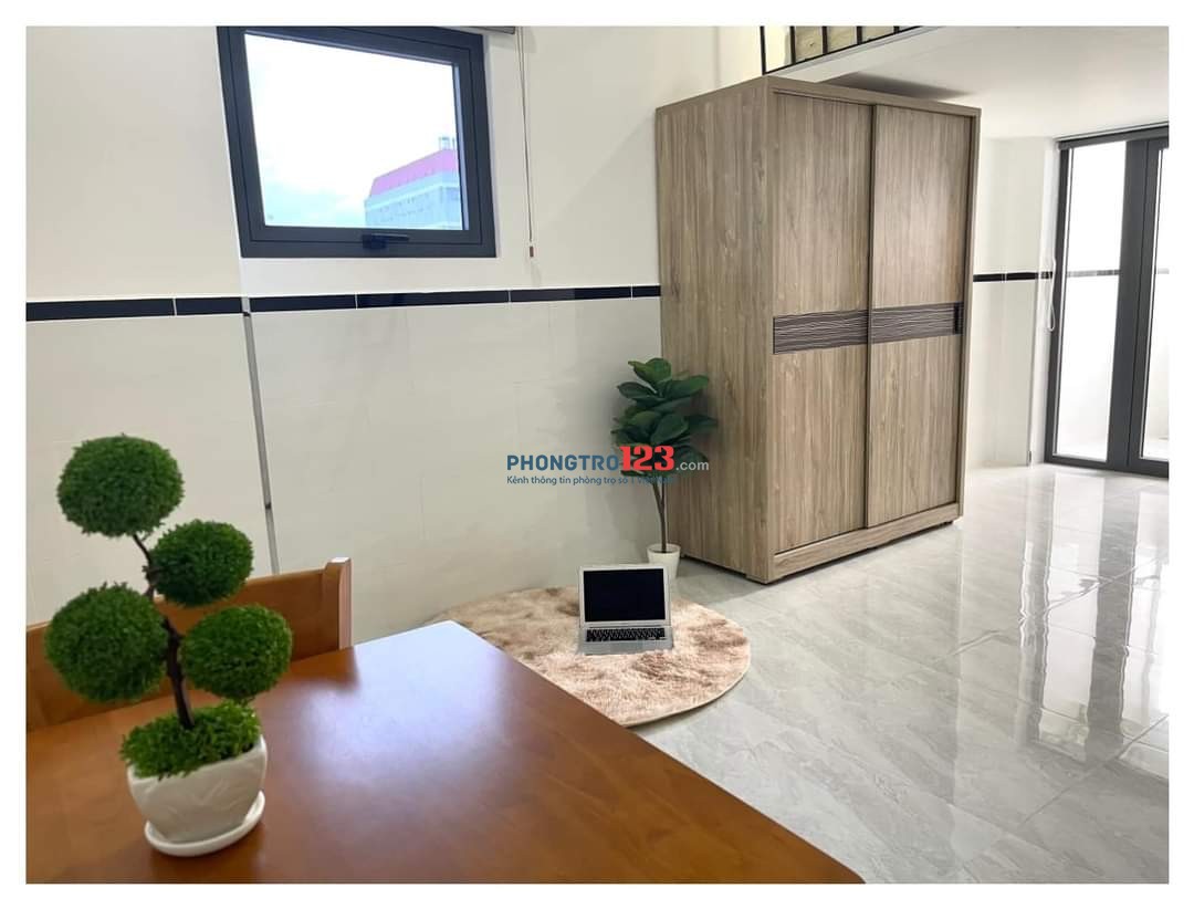 duplex gác cao + full nội thất + gần Lotte