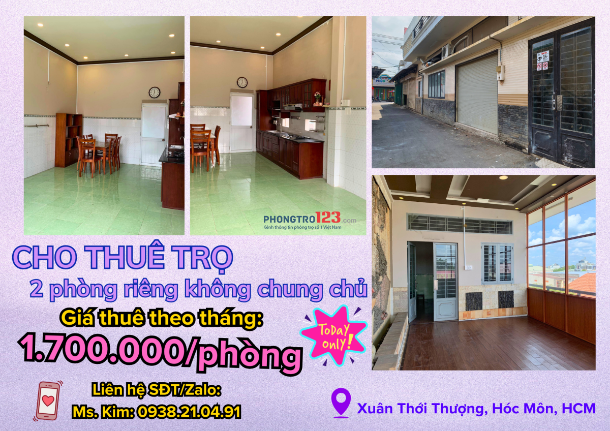 Cho thuê phòng trọ 50m2 tại Hóc Môn.