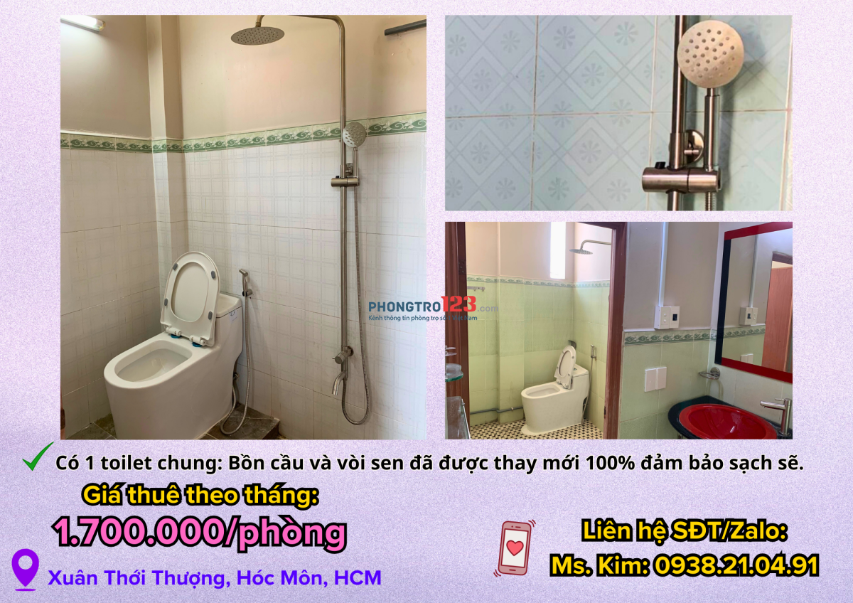 Cho thuê phòng trọ 50m2 tại Hóc Môn.