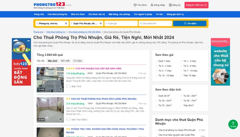 Thuê phòng trọ Phú Nhuận tại Phongtro123.com