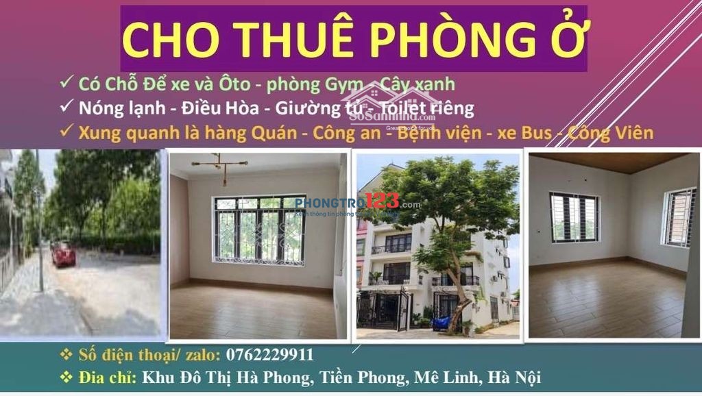 Cho thuê phòng trọ tại KĐT Hà Phong, Mê Linh, DT 25m2, đủ NT, giá 2 triệu/tháng